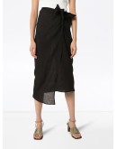 wrap front midi skirt