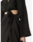 wrap front midi skirt