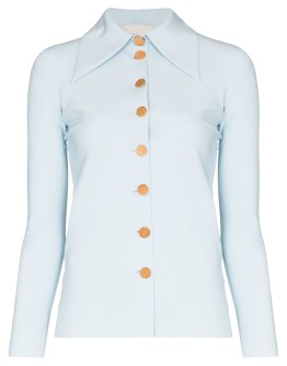 wide collar button up shirt