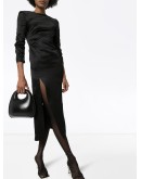 ruched side split midi dress