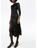 ruched side split midi dress