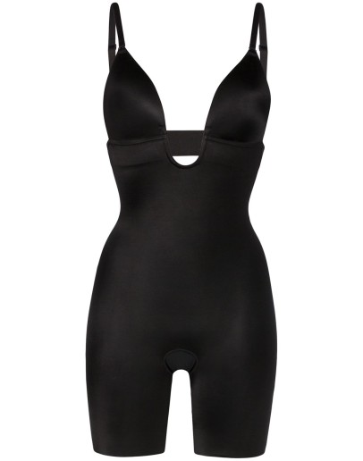 Suit Your Fancy plunge low-back mid-thigh bodysuit