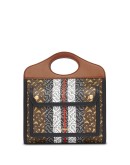 monogram stripe print mini tote bag