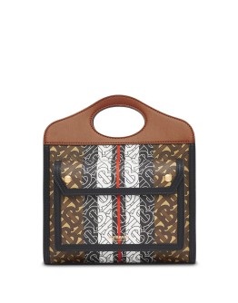 monogram stripe print mini tote bag