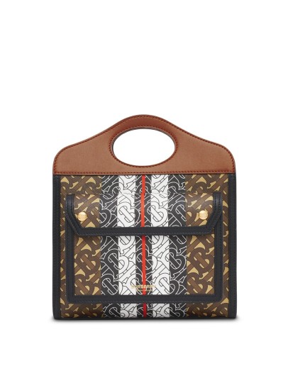 monogram stripe print mini tote bag