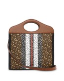 monogram stripe print mini tote bag