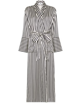 Capability striped silk dressing robe