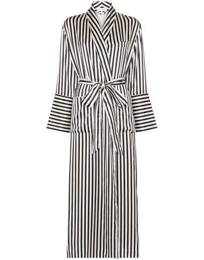 Capability striped silk dressing robe