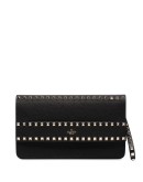 Rockstud leather clutch