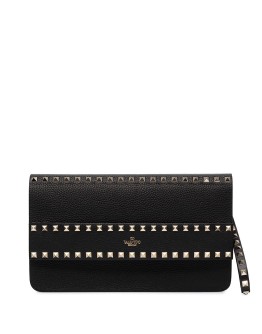 Rockstud leather clutch