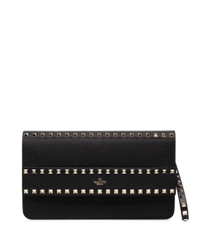 Rockstud leather clutch