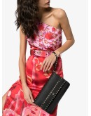 Rockstud leather clutch