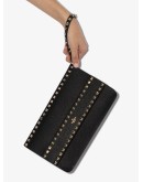 Rockstud leather clutch