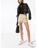 Baroque print denim shorts