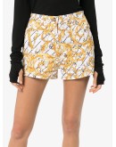 Baroque print denim shorts