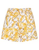 Baroque print denim shorts