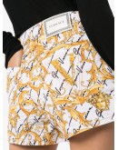 Baroque print denim shorts