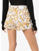 Baroque print denim shorts