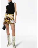 baroque print gathered mini skirt