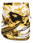 baroque print gathered mini skirt