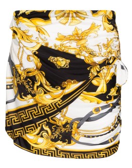 baroque print gathered mini skirt