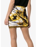 baroque print gathered mini skirt