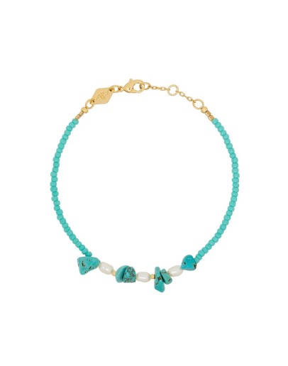 18K gold-plated Emmanuelle turquoise beaded bracelet 