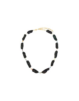 18K gold-plated black rock sea pearl choker