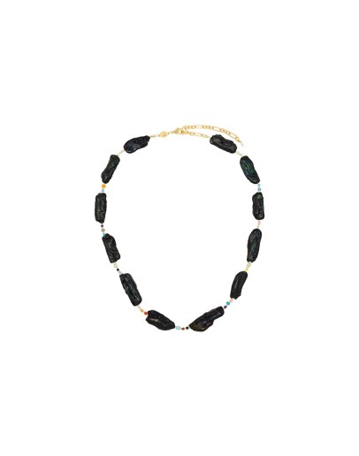 18K gold-plated black rock sea pearl choker