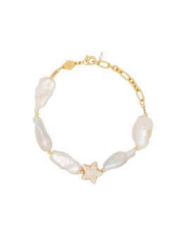 18K gold-plated Dolores howlite star and pearl bracelet