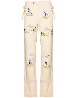 sailing tableau embroidered trousers