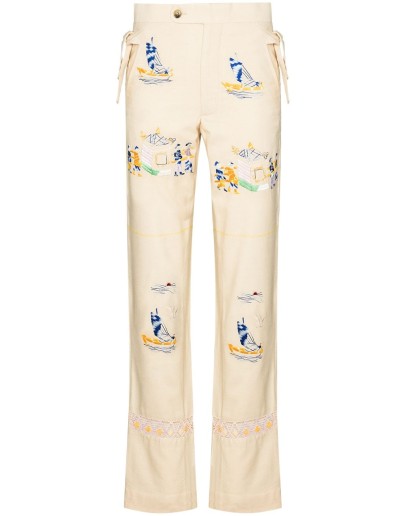 sailing tableau embroidered trousers