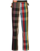 high-waisted plaid  trousers