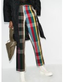 high-waisted plaid  trousers