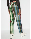 high-waisted plaid  trousers