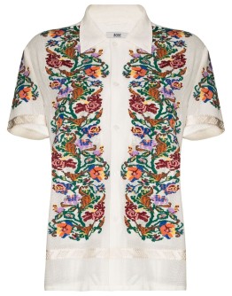 floral-jacquard short-sleeve shirt