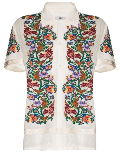 floral-jacquard short-sleeve shirt