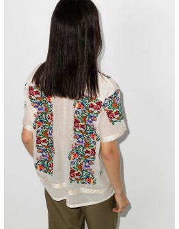 floral-jacquard short-sleeve shirt