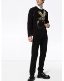 dragon-embroidered cotton jumper
