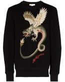 dragon-embroidered cotton jumper