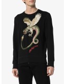 dragon-embroidered cotton jumper