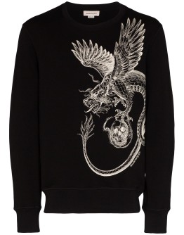 crew neck dragon print sweatshirt