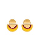 yellow 24K gold-plated fringed silk earrings