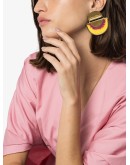 yellow 24K gold-plated fringed silk earrings