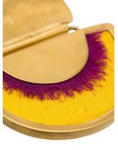 yellow 24K gold-plated fringed silk earrings