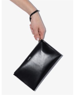 zipped leather pouch