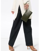 zipped logo print clutch
