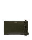 zipped logo print clutch