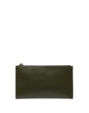 zipped logo print clutch