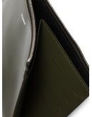 zipped logo print clutch